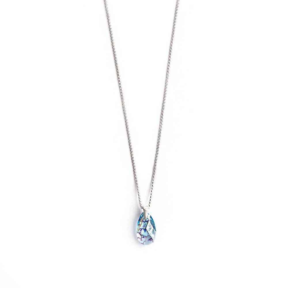 Alex & Ani Swarovski Aquamarine Teardrop Necklace